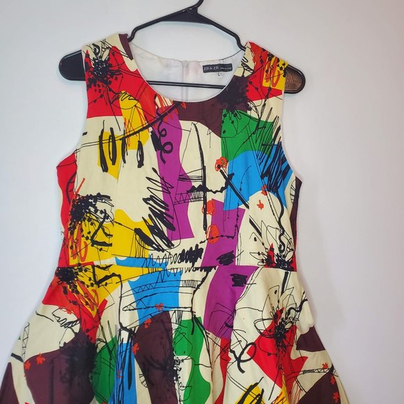 ZR & ZR Women's Colorful Graffiti Dress Size Large - Picture 3 of 12